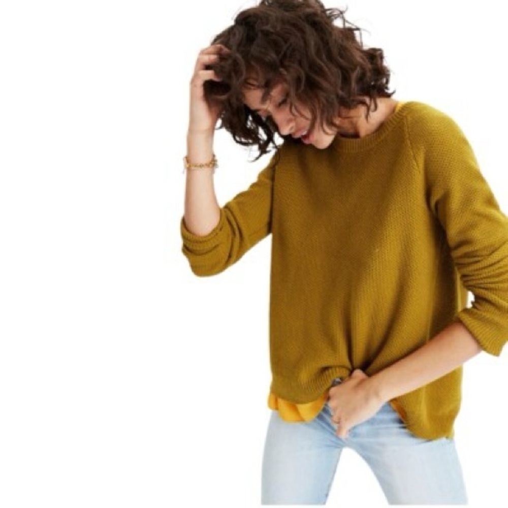 Madewell Province Cross Back Knit Sweater Pullover – Mustard Yellow – Women’s